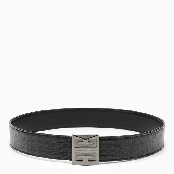 Givenchy Reversible 4g Belt In Black Coated Leather And Canvas - Men - Piano Luigi