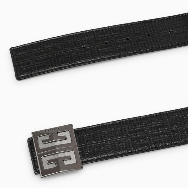 Givenchy Reversible 4g Belt In Black Coated Leather And Canvas - Men - Piano Luigi