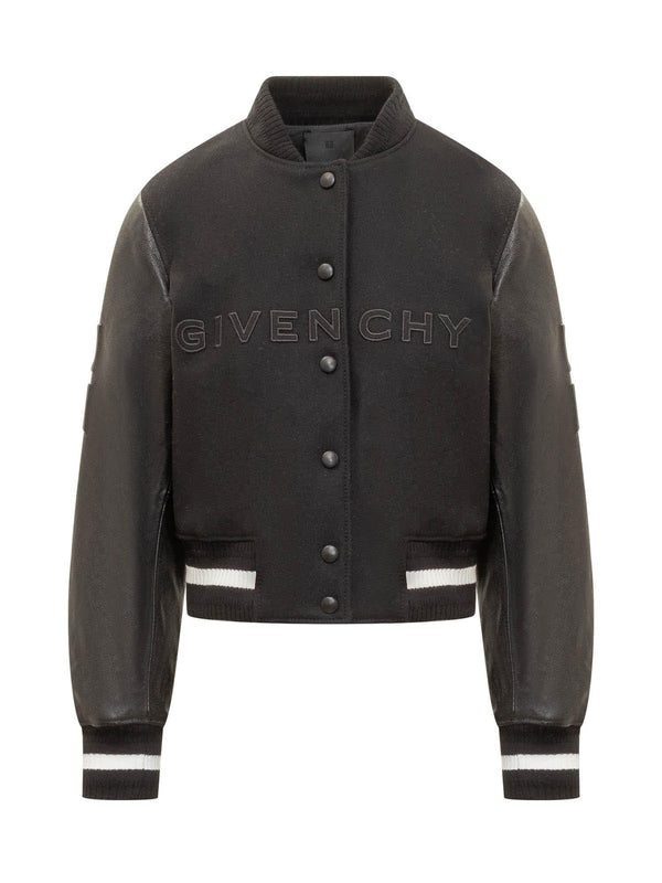 Givenchy Wool And Leather Short Bomber Jacket. - Women - Piano Luigi