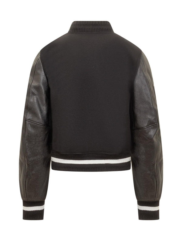 Givenchy Wool And Leather Short Bomber Jacket. - Women - Piano Luigi