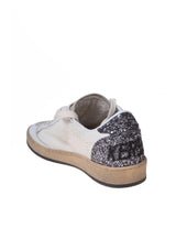 Golden Goose Ballstar In White Leather With Glitter Star - Women - Piano Luigi