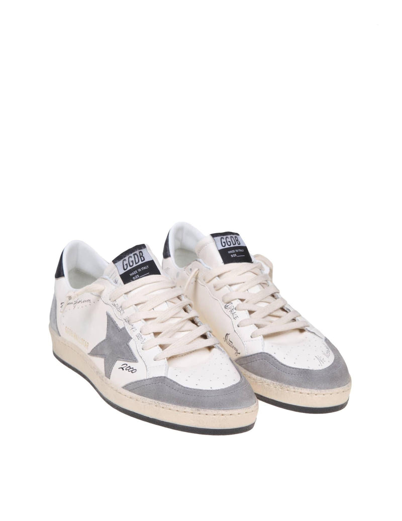 Golden Goose Ballstar Sneakers In White And Gray Leather And Suede - Men - Piano Luigi