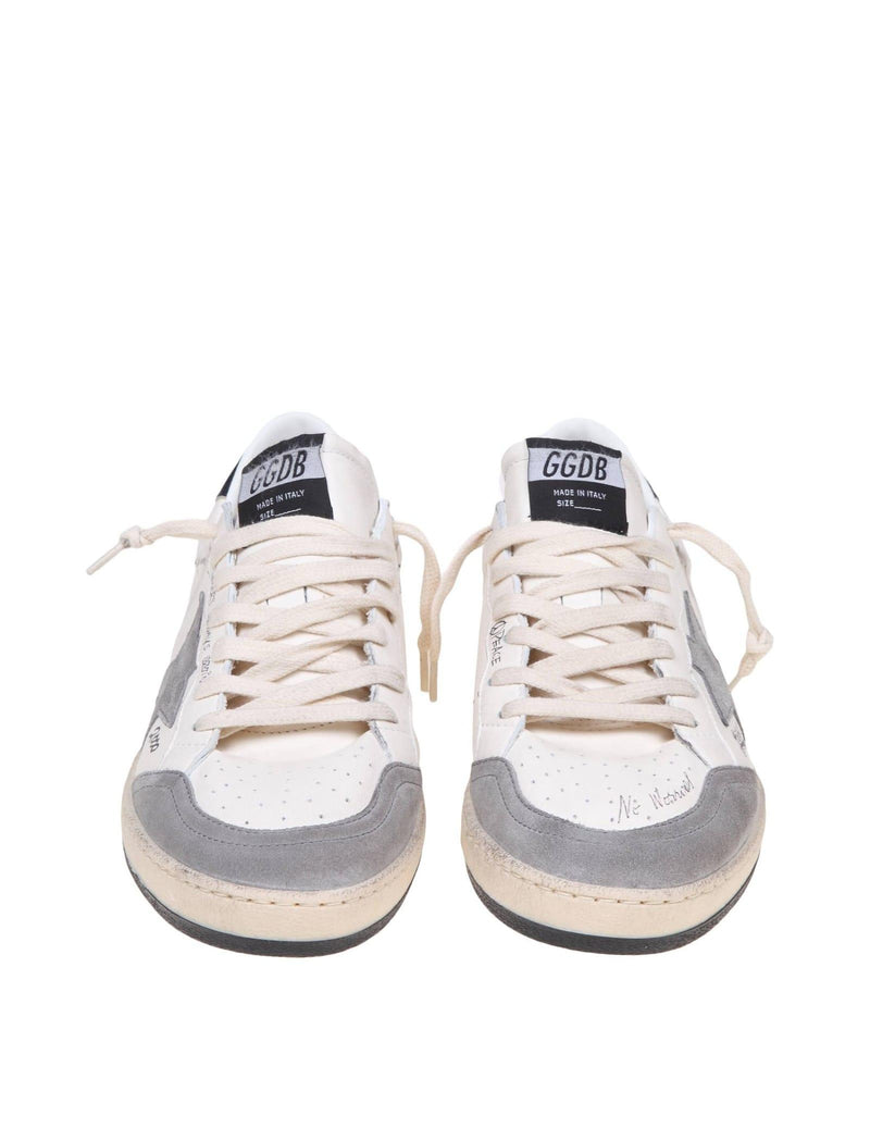 Golden Goose Ballstar Sneakers In White And Gray Leather And Suede - Men - Piano Luigi