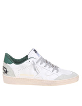 Golden Goose Ballstar Sneakers In White And Green Leather - Men - Piano Luigi