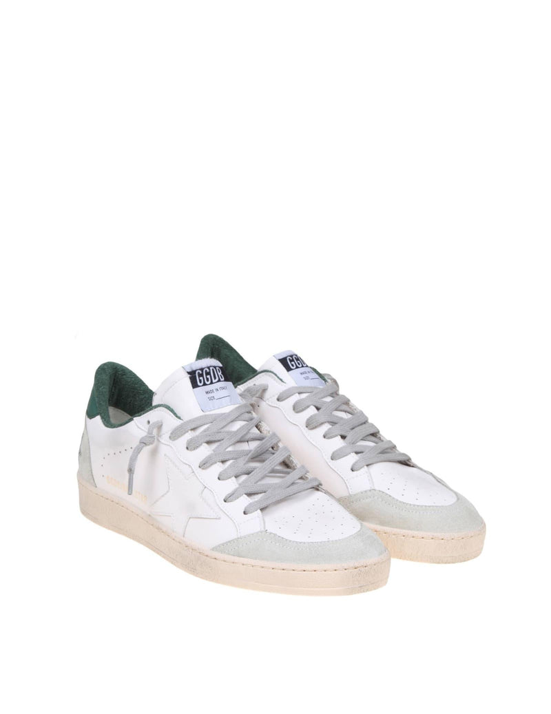 Golden Goose Ballstar Sneakers In White And Green Leather - Men - Piano Luigi