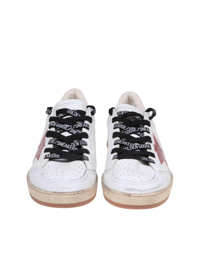 Golden Goose Ballstar White Leather Sneakers With Glitter Star - Women - Piano Luigi