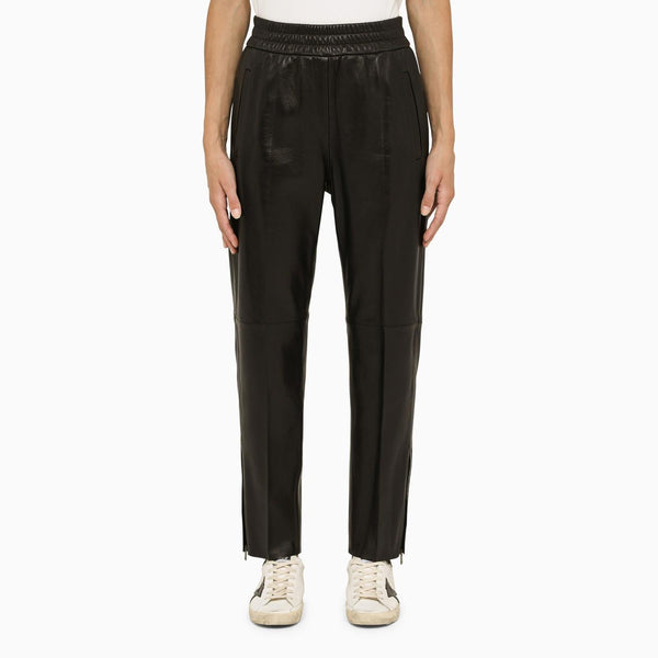 Golden Goose Black Leather Jogging Trousers - Women - Piano Luigi