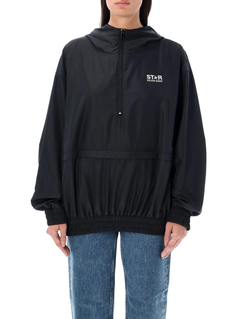 Golden Goose Black Windbreaker With Hood - Unisex - Piano Luigi