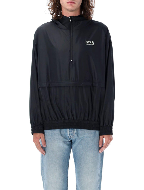 Golden Goose Black Windbreaker With Hood - Unisex - Piano Luigi