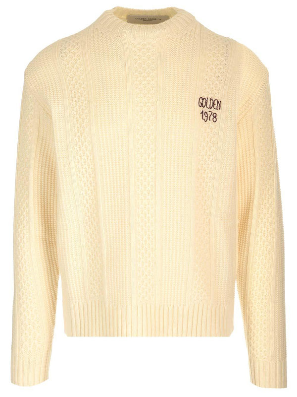 Golden Goose Cream Sweater With Embroidery - Men - Piano Luigi