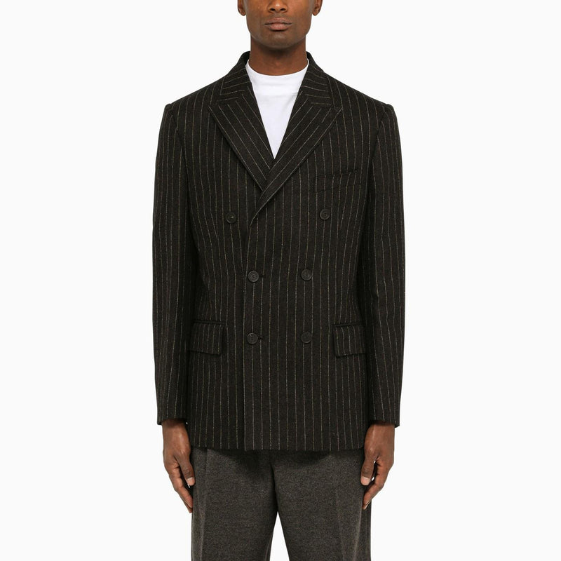 Golden Goose Grey Pinstripe Double-breasted Jacket - Men - Piano Luigi