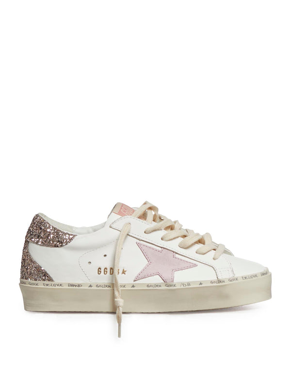 Golden Goose Hi Star Leather Upper Suede Star Glitter Heel And Spur Metal Lettering - Women - Piano Luigi