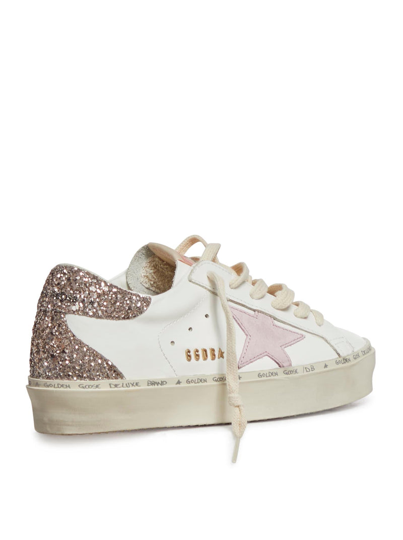 Golden Goose Hi Star Leather Upper Suede Star Glitter Heel And Spur Metal Lettering - Women - Piano Luigi