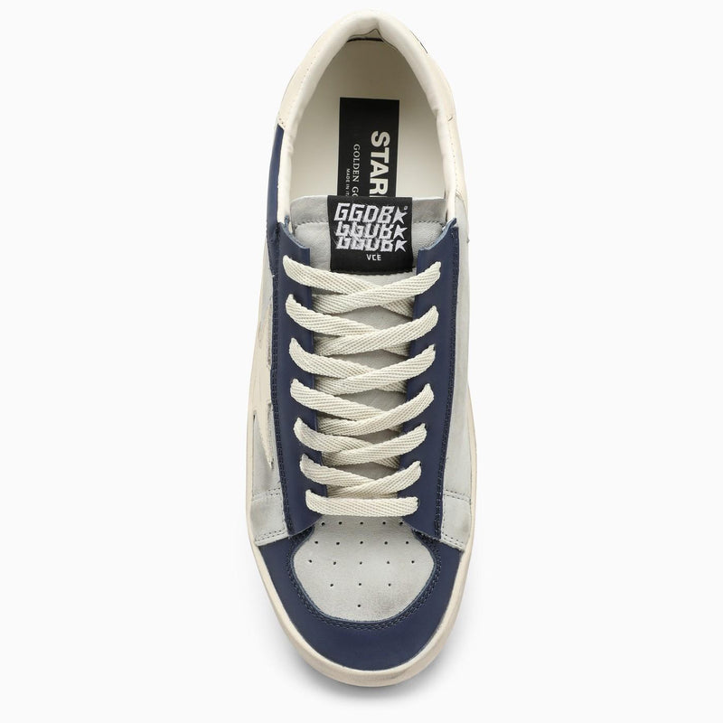 Golden Goose Low Stardan Grey\/blue Leather Trainer - Men - Piano Luigi