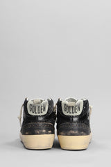 Golden Goose Mid Star Sneakers In Black Glitter - Women - Piano Luigi