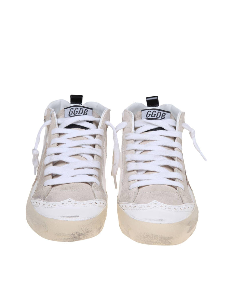 Golden Goose Mid Star Sneakers In White Leather With Applied Crystals - Women - Piano Luigi