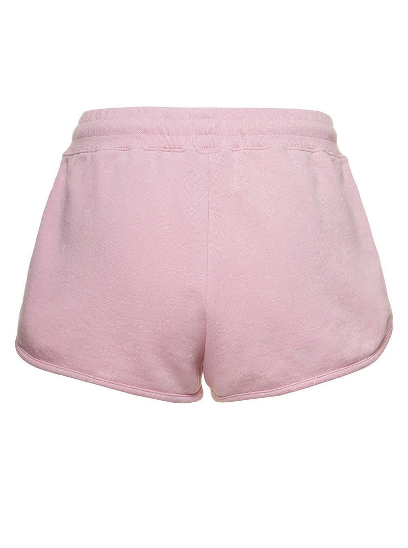 Golden Goose Pink Shorts With Contrasting Logo Print In Cotton Woman - Women - Piano Luigi