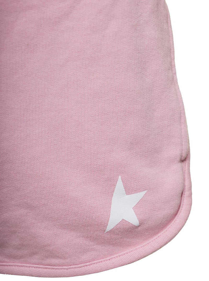 Golden Goose Pink Shorts With Contrasting Logo Print In Cotton Woman - Women - Piano Luigi