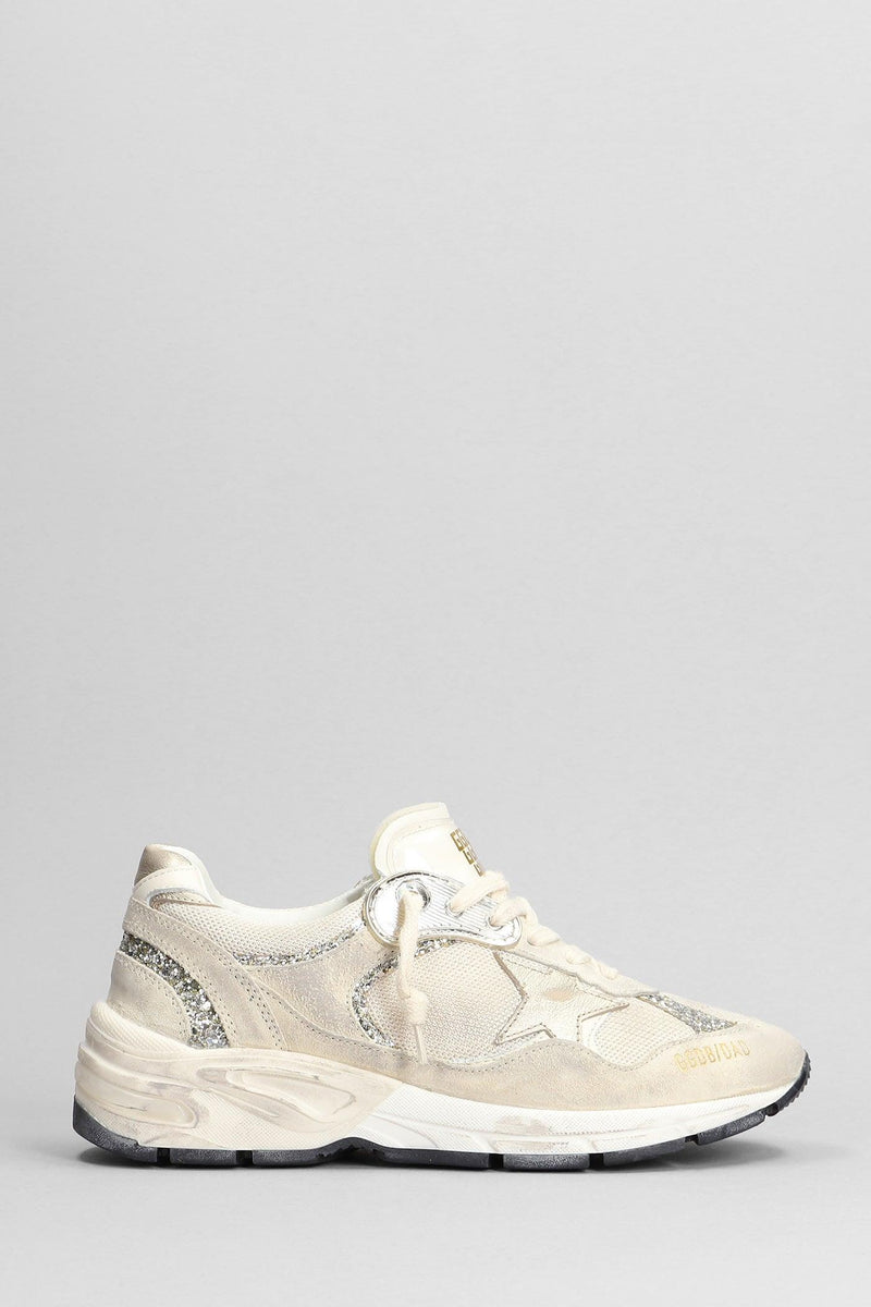 Golden Goose Running Sneakers In Beige Suede And Fabric - Women - Piano Luigi