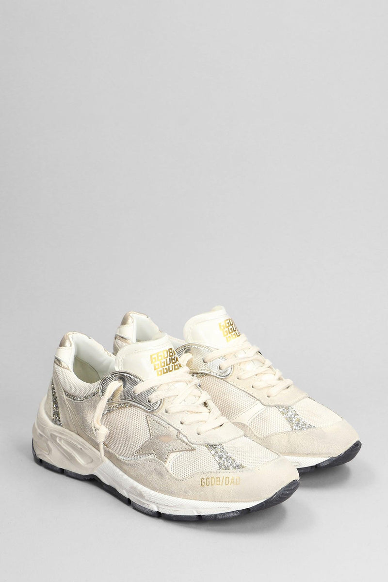 Golden Goose Running Sneakers In Beige Suede And Fabric - Women - Piano Luigi