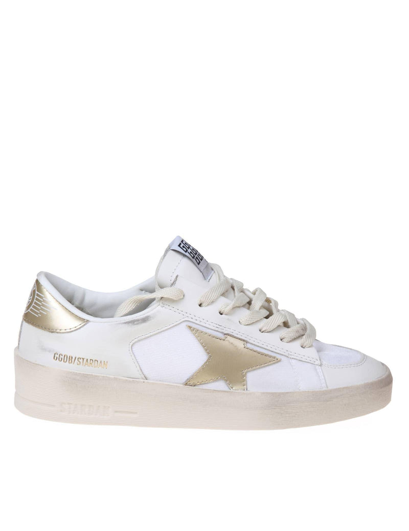 Golden Goose Stardan Sneakers In White And Gold Leather And Fabric - Women - Piano Luigi