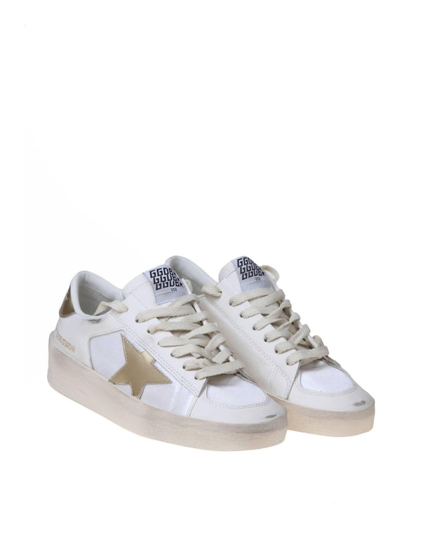 Golden Goose Stardan Sneakers In White And Gold Leather And Fabric - Women - Piano Luigi