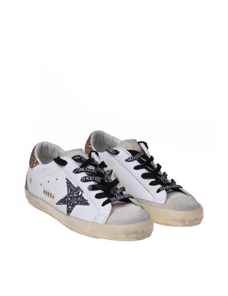 Golden Goose Super-star Leather Sneakers With Glitter Star - Women - Piano Luigi