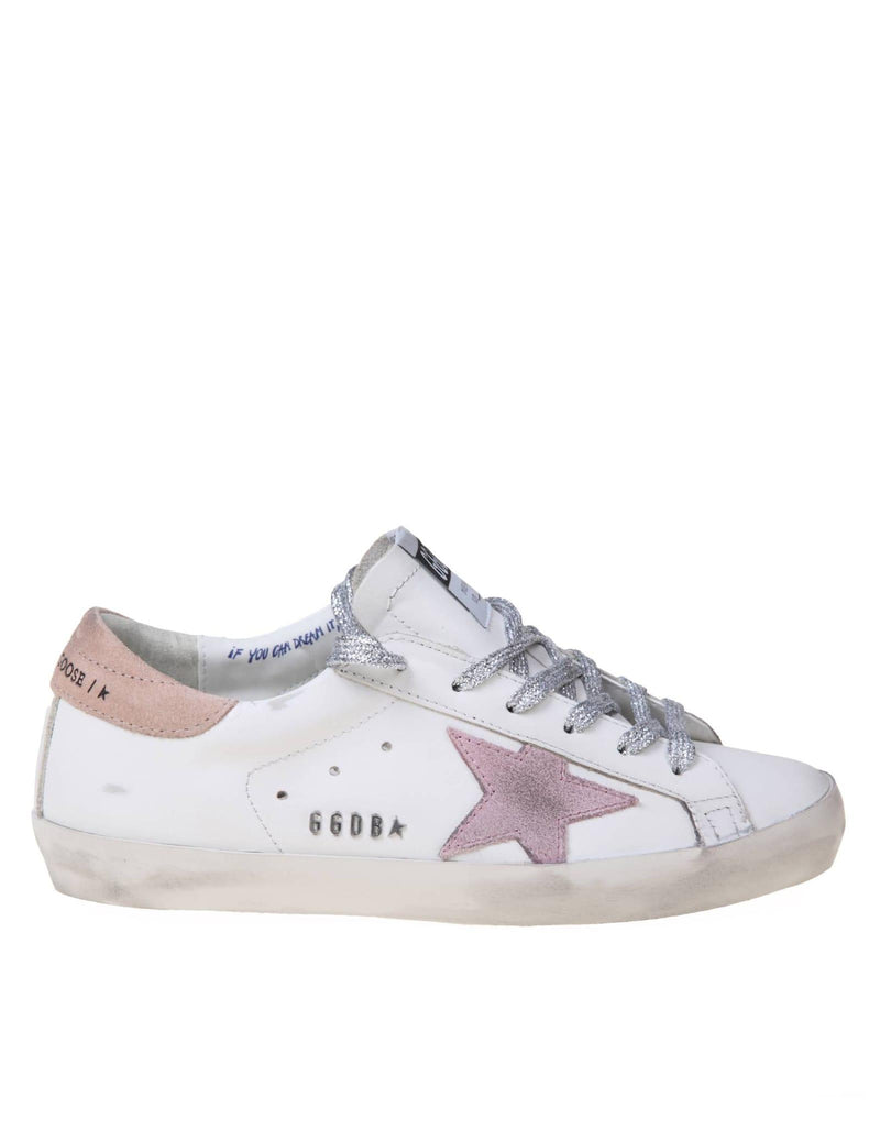 Golden Goose Super-star Leather Sneakers With Pink Suede Star - Women - Piano Luigi