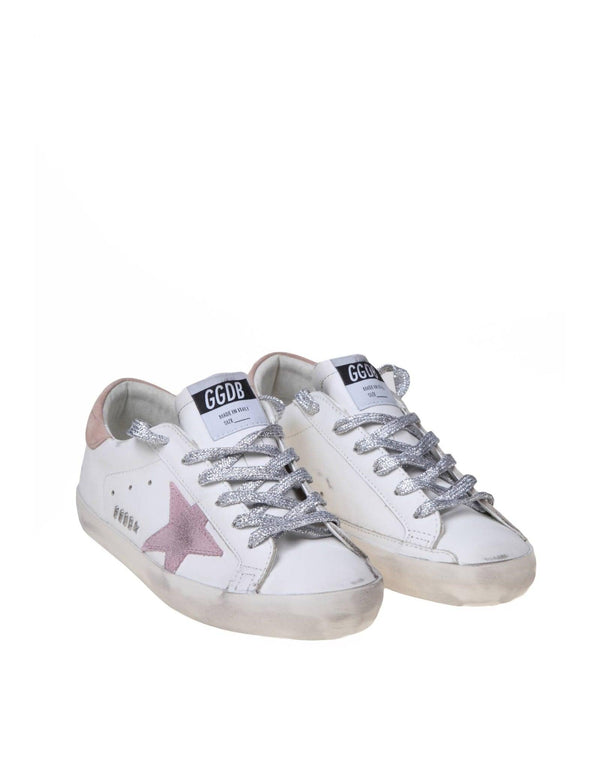 Golden Goose Super-star Leather Sneakers With Pink Suede Star - Women - Piano Luigi