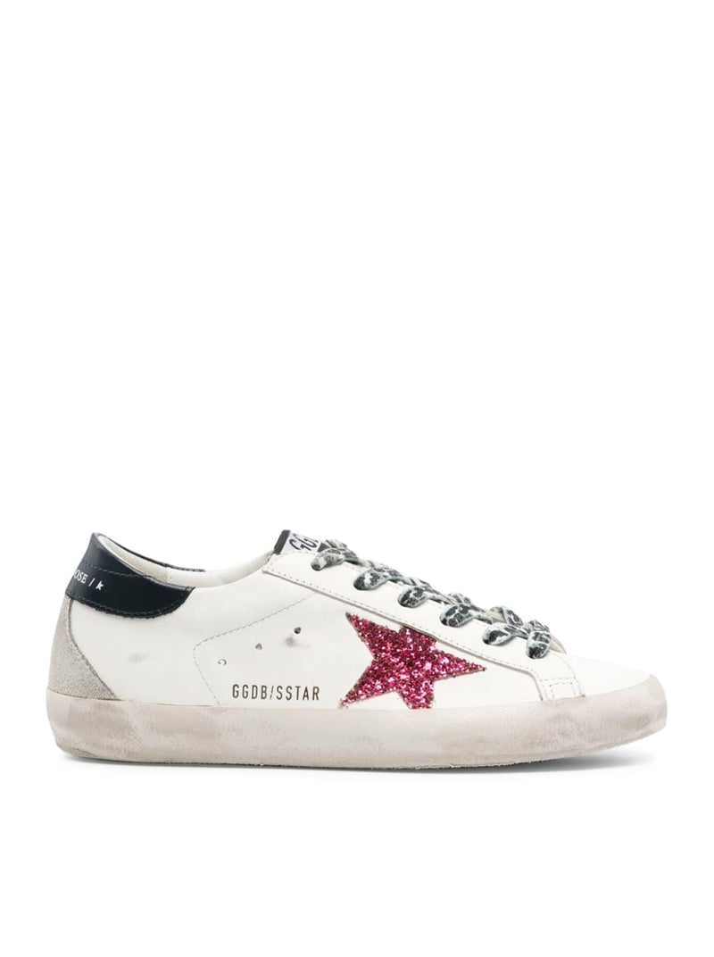 Golden Goose Super Star Leather Upper And Heel Glitter Star Suede Spur Signature Foxing - Women - Piano Luigi