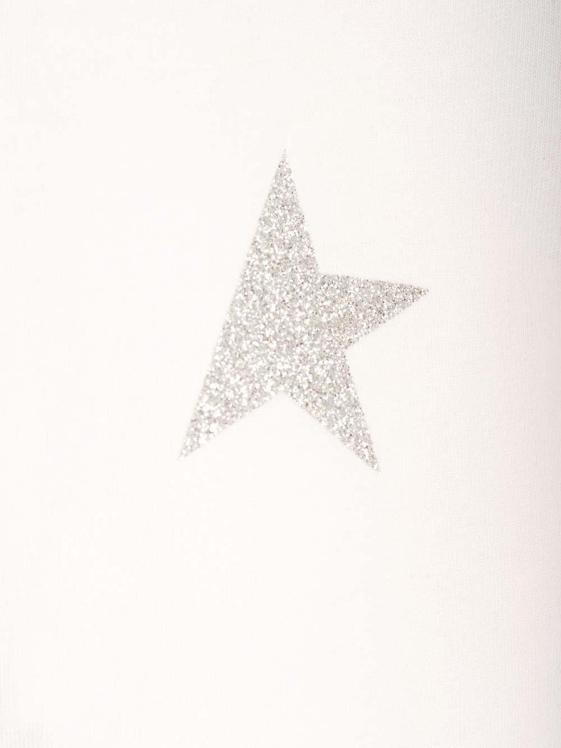 Golden Goose White T-shirt With Glitter Star - Women - Piano Luigi