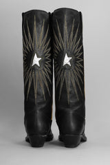 Golden Goose Wish Star Texan Boots In Black Leather - Women - Piano Luigi