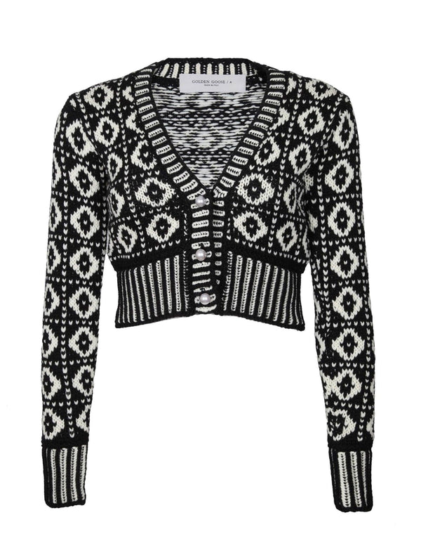 Golden Goose Wool Cardigan With Geometric Pattern - Women - Piano Luigi