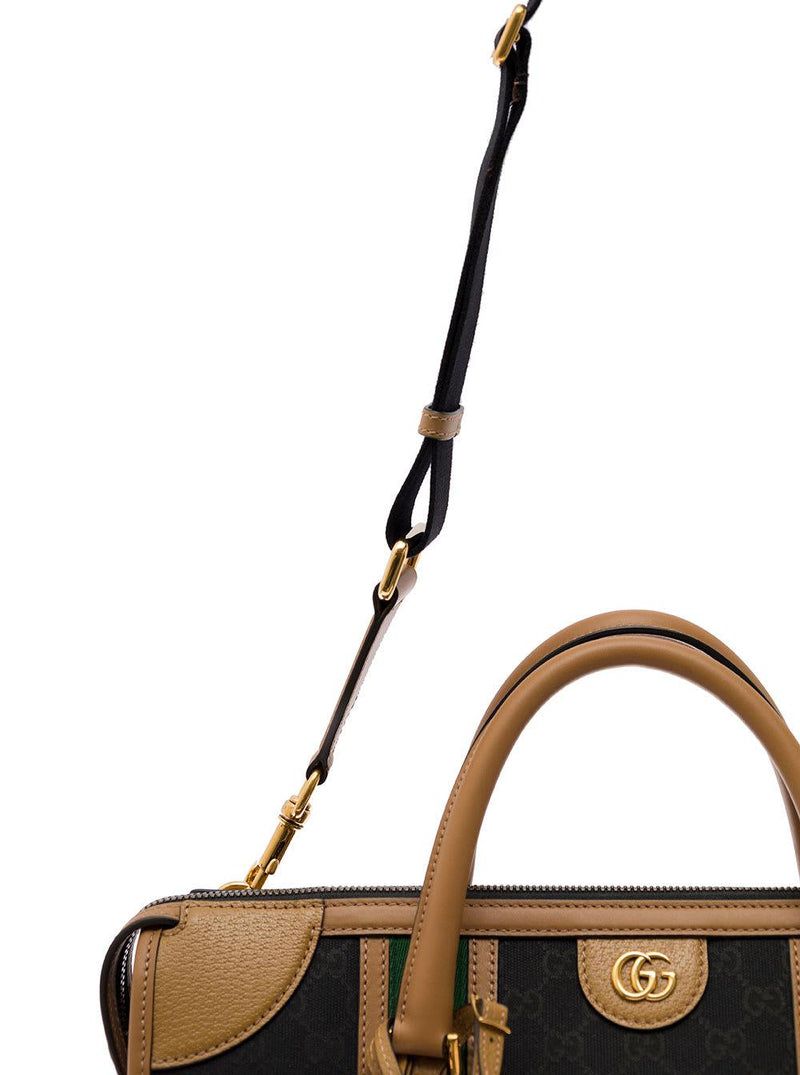 Gucci Black And Brown Handbag With Web And Gg Motif In Canvas And Leather Man - Men - Piano Luigi