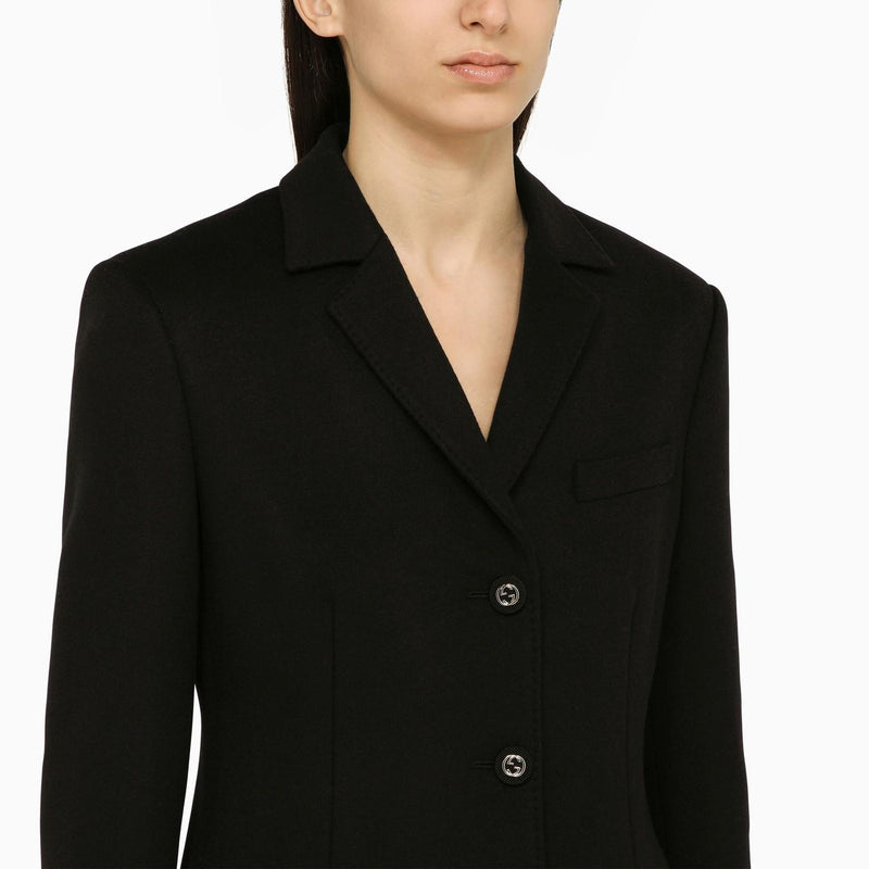 Gucci Black Single-breasted Wool Coat - Women - Piano Luigi