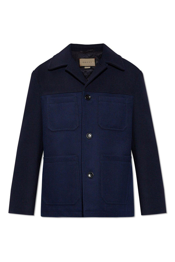 Gucci Collared Button-up Coat - Men - Piano Luigi