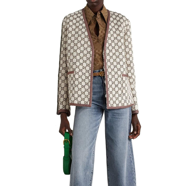 Gucci Gg Checked Tweed Jacket - Women - Piano Luigi