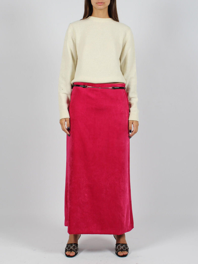 Gucci Horsebit Belt Velvet Skirt - Women - Piano Luigi