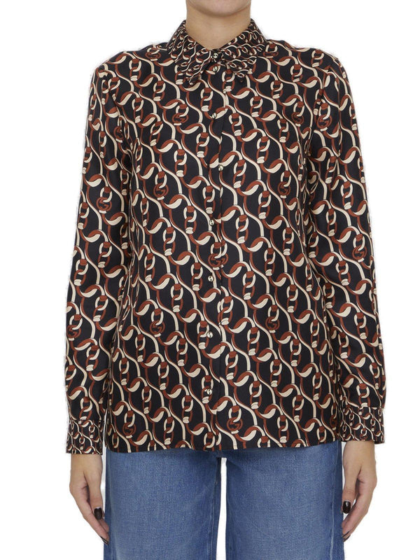 Gucci Interlocking G Chain Printed Shirt - Women - Piano Luigi