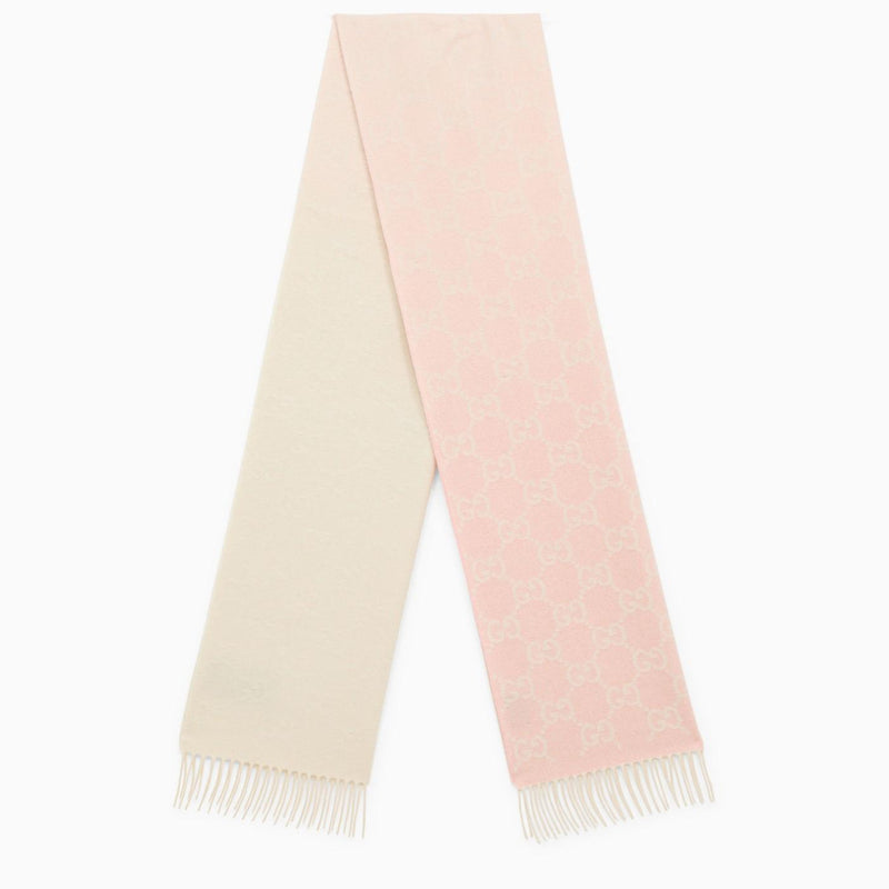 Gucci Ivory\/pink Cashmere Scarf With Logo - Women - Piano Luigi