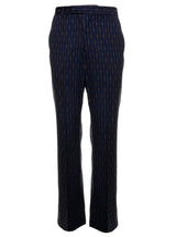 Gucci Mans Blue Wool Tailored Pants With Allover Horsebit Motif - Men - Piano Luigi