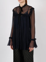 Gucci Silk Chiffon Ruffle Shirt - Women - Piano Luigi