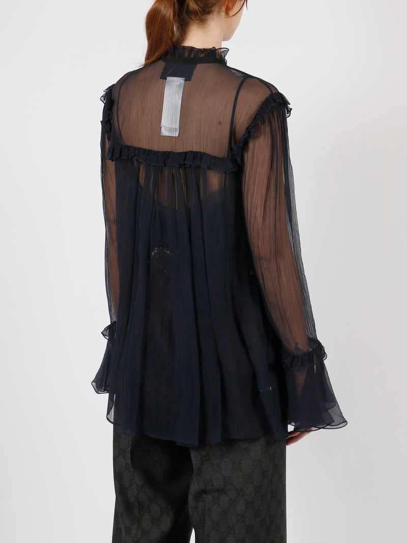 Gucci Silk Chiffon Ruffle Shirt - Women - Piano Luigi