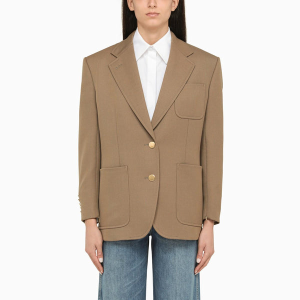 Gucci Single-breasted Camel Wool Jacket - Women - Piano Luigi