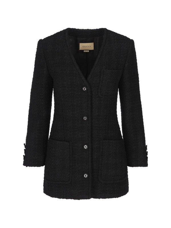 Gucci Single Breasted Tweed Jacket - Women - Piano Luigi