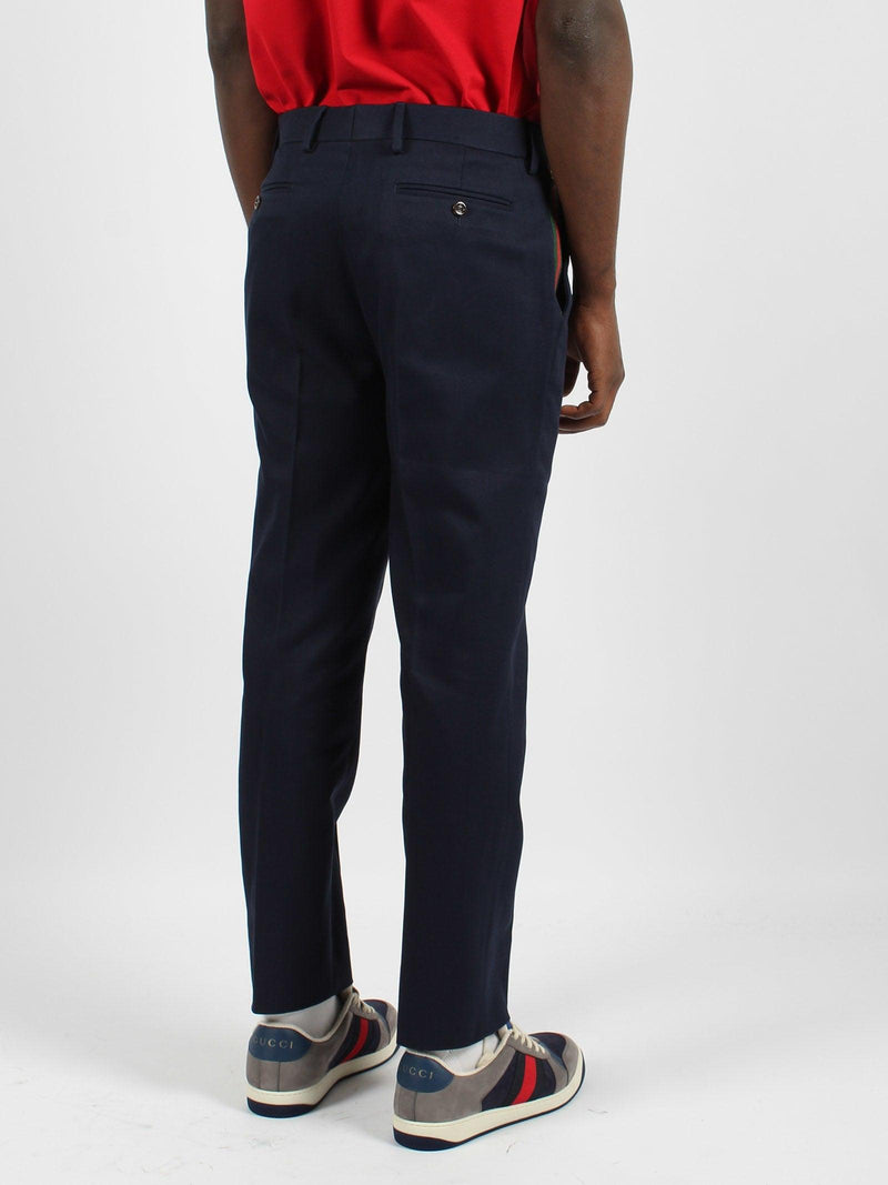 Gucci Web Detail Cotton Ankle Trousers - Men - Piano Luigi