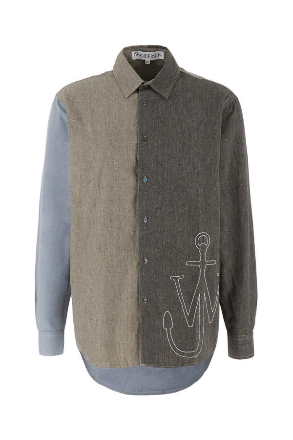 J.W. Anderson Anchor-embroidered Colour-block Patchwork Shirt - Men - Piano Luigi