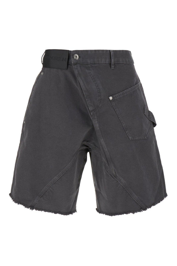 J.W. Anderson Asymmetric-waist Fringed-edge Bermuda Shorts - Men - Piano Luigi