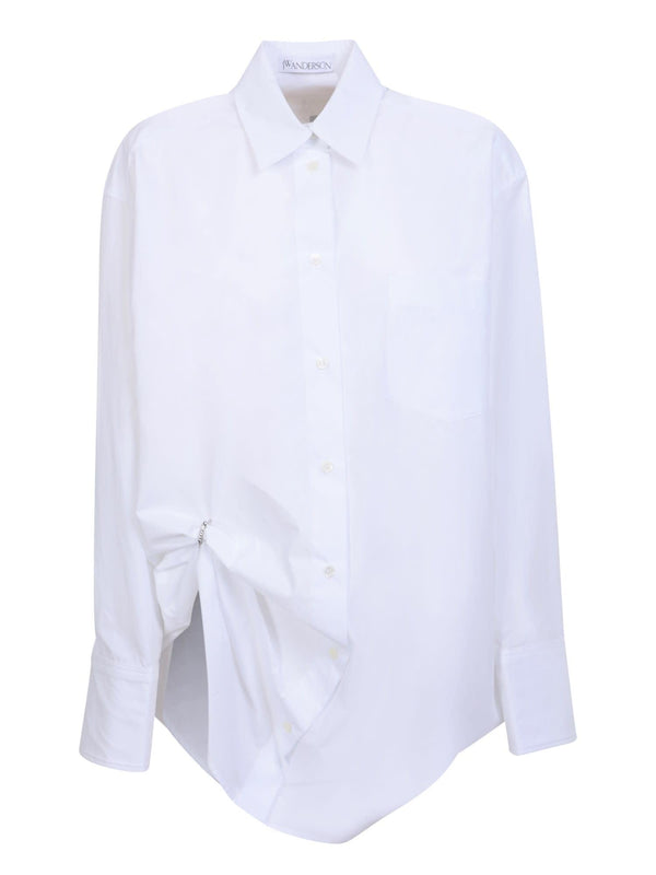 J.W. Anderson Eyelets Oversize White Shirt - Women - Piano Luigi