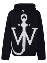 J.W. Anderson Jwa Anchor Logo Black Hoodie - Men - Piano Luigi